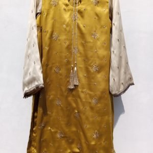Mehndi Green & Skin Embroidered Shirt